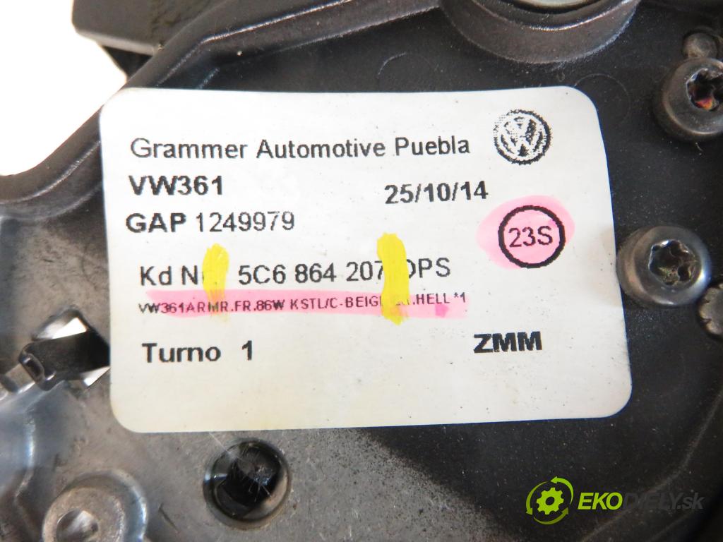 VW JETTA IV (162, 163, AV3, AV2) SEDAN 2014 81,00 2.0 TDI CR 110 - CUUA 1968,00 Lakťová opierka 5C6864207