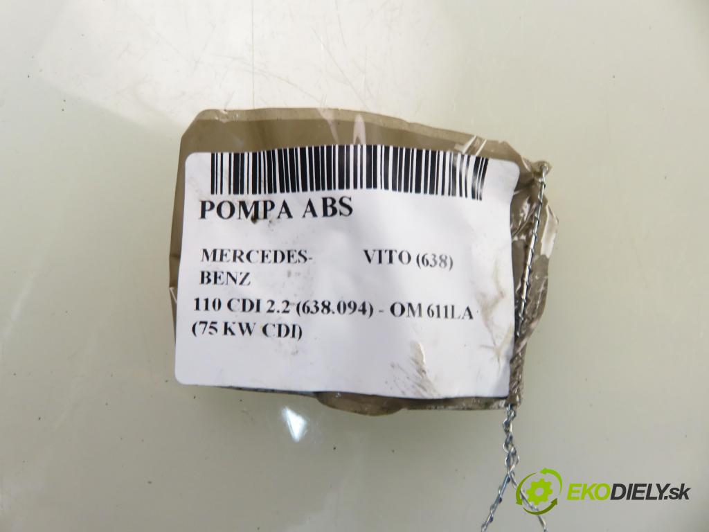 MERCEDES-BENZ VITO Skrzynia (638) FURGON 2002 75,00 110 CDI 2.2 (638.094) - OM 611LA (75 KW CDI) 2151,00 Pumpa ABS 0265900033 ; 0004464889 ; 0265224065 (Pumpa ABS)
