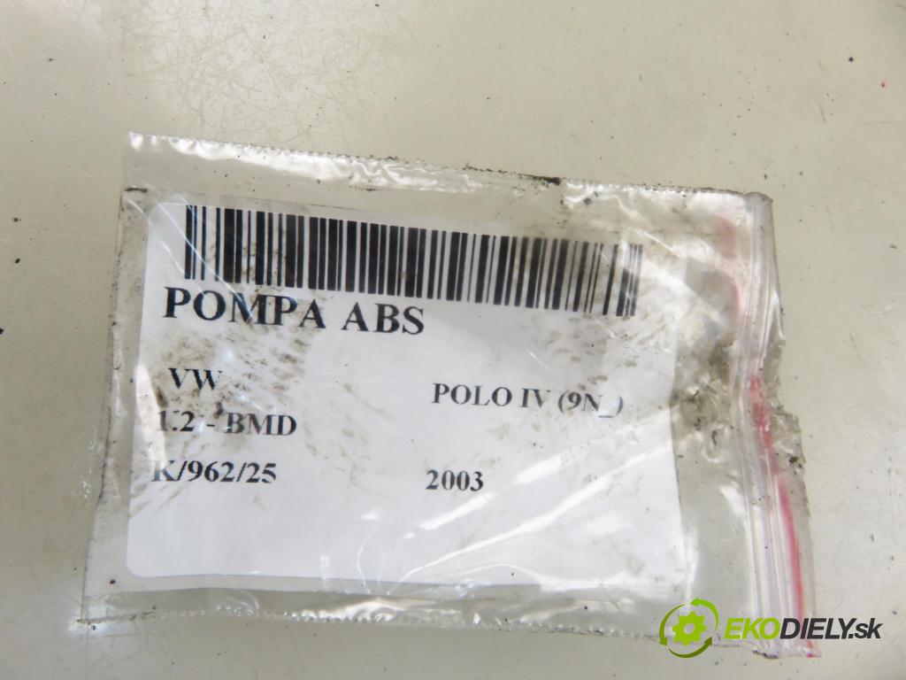 VW POLO (9N_) HB 2003 40,00 1.2 - BMD 1198,00 Pumpa ABS 6Q0907379L ; 10096003323 ; 6Q0614117H (Pumpa ABS)