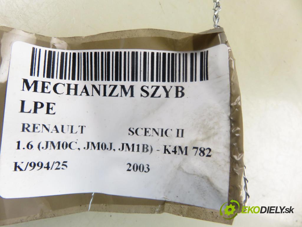 RENAULT SCENIC II (JM0/1_) MINIVAN 2003 83,00 1.6 (JM0C, JM0J, JM1B) - K4M 782 1598,00 mechanismus oken