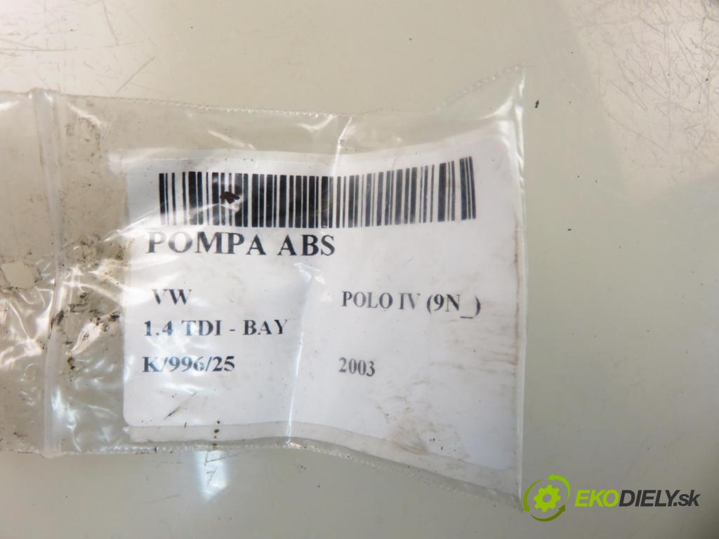 VW POLO (9N_) HB 2003 55,00 1.4 TDI - BAY 1422,00 Pumpa ABS 6Q0907379L ; 10096003323 ; 10020600714 (Pumpa ABS)
