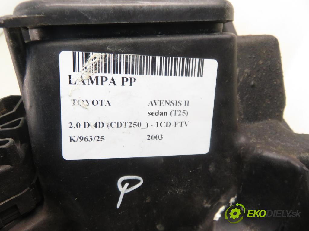 TOYOTA AVENSIS sedan (_T25_) SEDAN 2003 85,00 2.0 D-CAT 116- 1CD-FTV 1995,00 Svetlo PP