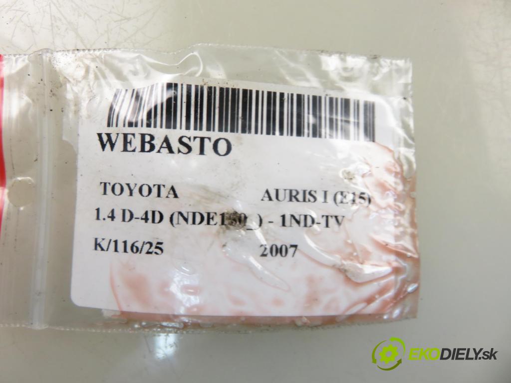 TOYOTA AURIS (_E15_) HB 2007 66,00 1.4 D-4D 90 - 1ND-TV 1364,00 Webasto D5ZH ; 141895FE (Webasto (nezávislé kúrenie))