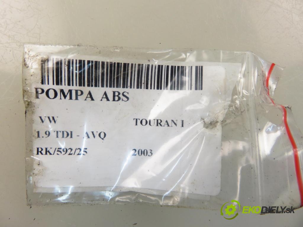 VW TOURAN (1T1, 1T2) MINIVAN 2003 74,00 1.9 TDI PD 100 - AVQ 1896,00 Pumpa ABS 1K0907379D ; 10096003433 (Pumpa ABS)