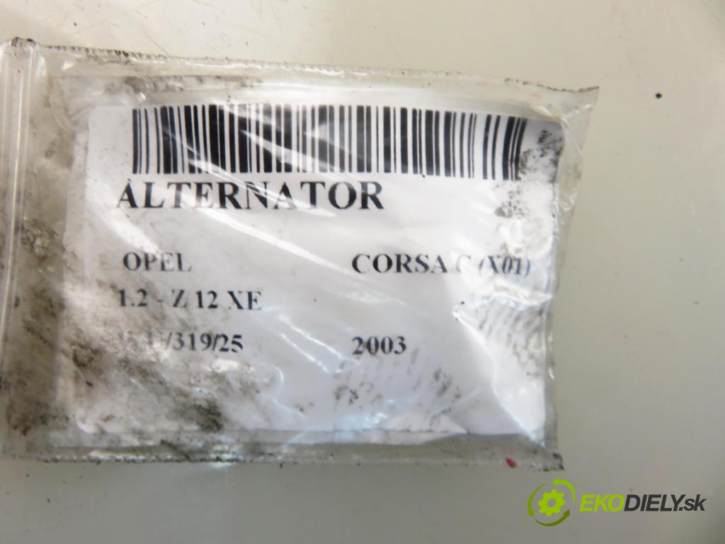 OPEL CORSA C (X01) HB 2003 55,00 1.2 16V 75 - Z 12 XE 1199,00 Alternátor 0124225041 (Alternátor)