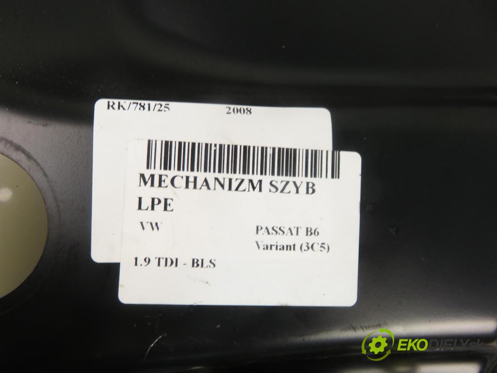 VW PASSAT B6 Variant (3C5) KOMBI 2008 77,00 1.9 TDI - BLS 1896,00 mechanismus oken 3C1837755K ; 1K0959793P ; 3C1837461L