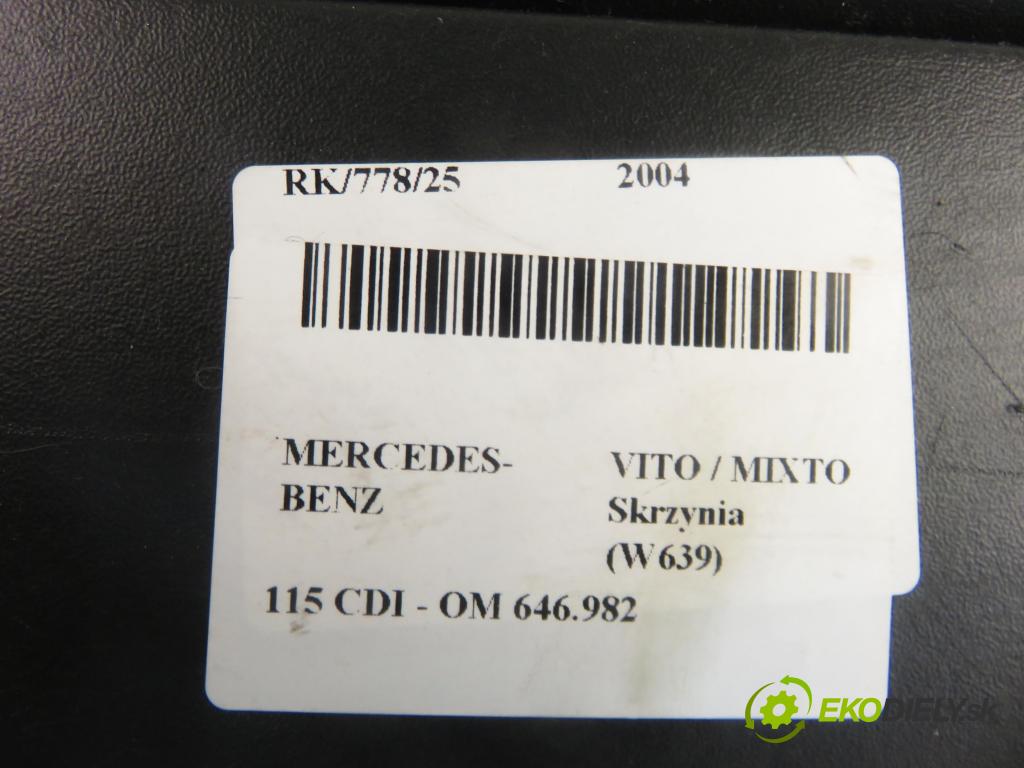 MERCEDES-BENZ VITO / MIXTO Skrzynia (W639) FURGON 2004 110,00 115 CDI 150 - OM 646.982 2148,00 Priehradka, kastlík 4700002050
