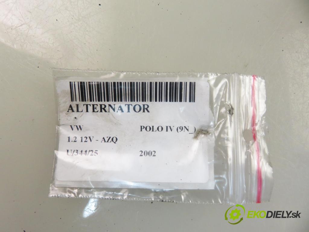 VW POLO (9N_) HB 2002 47,00 1.2 12V 64 - AZQ 1198,00 Alternátor 03D903025D ; SG8B023 (Alternátor)