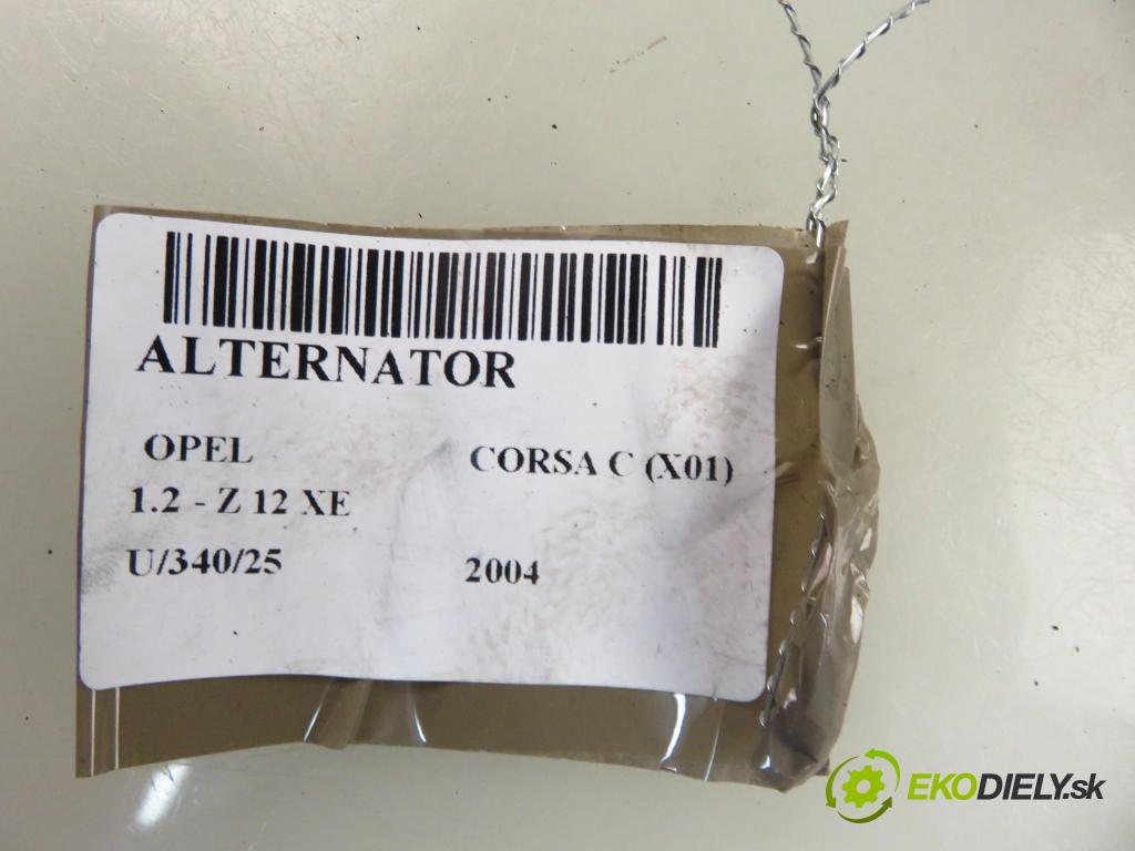 OPEL CORSA C (X01) HB 2004 55,00 1.2 16V 75 - Z 12 XE 1199,00 Alternátor 0124425010 ; 13143128 (Alternátor)