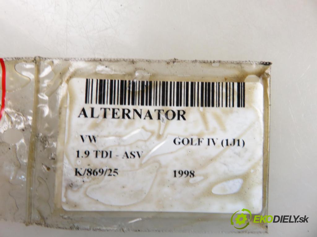 VW GOLF IV (1J1) HB 1998 81,00 1.9 TDI 110 - ASV 1896,00 Alternátor 028903028E (Alternátor)