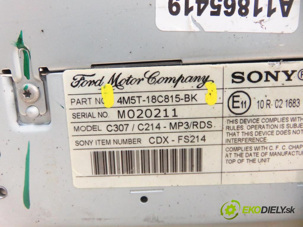 FORD FOCUS C-MAX (DM2) MINIVAN 2005 74,00 1.6 - HWDA 1596,00 RADIO CD 4M5T18C815BK