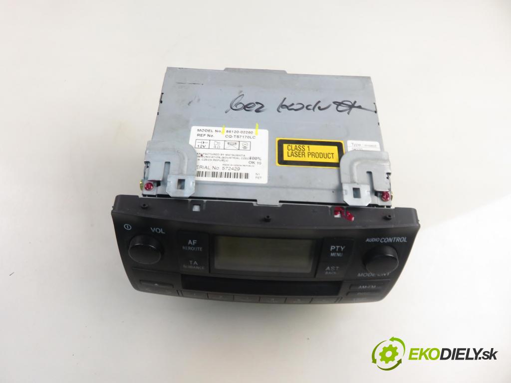 TOYOTA COROLLA (_E12_) HB 2003 81,00 1.6 VVT-i (ZZE121_) - 3ZZ-FE 1598,00 RADIO CD 8612002260