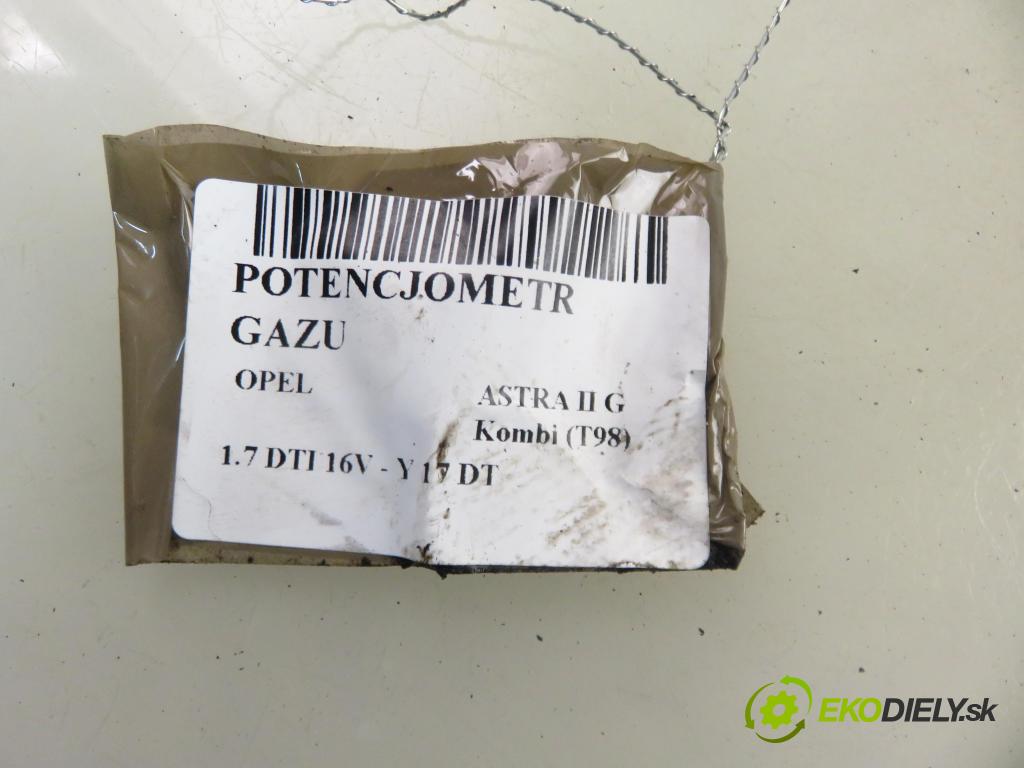 OPEL ASTRA G Kombi (T98) KOMBI 2001 55,00 1.7 DTI 16V - Y 17 DT 1686,00 Potenciometer plynu 9157998BK (Potenciometer plynového pedálu)