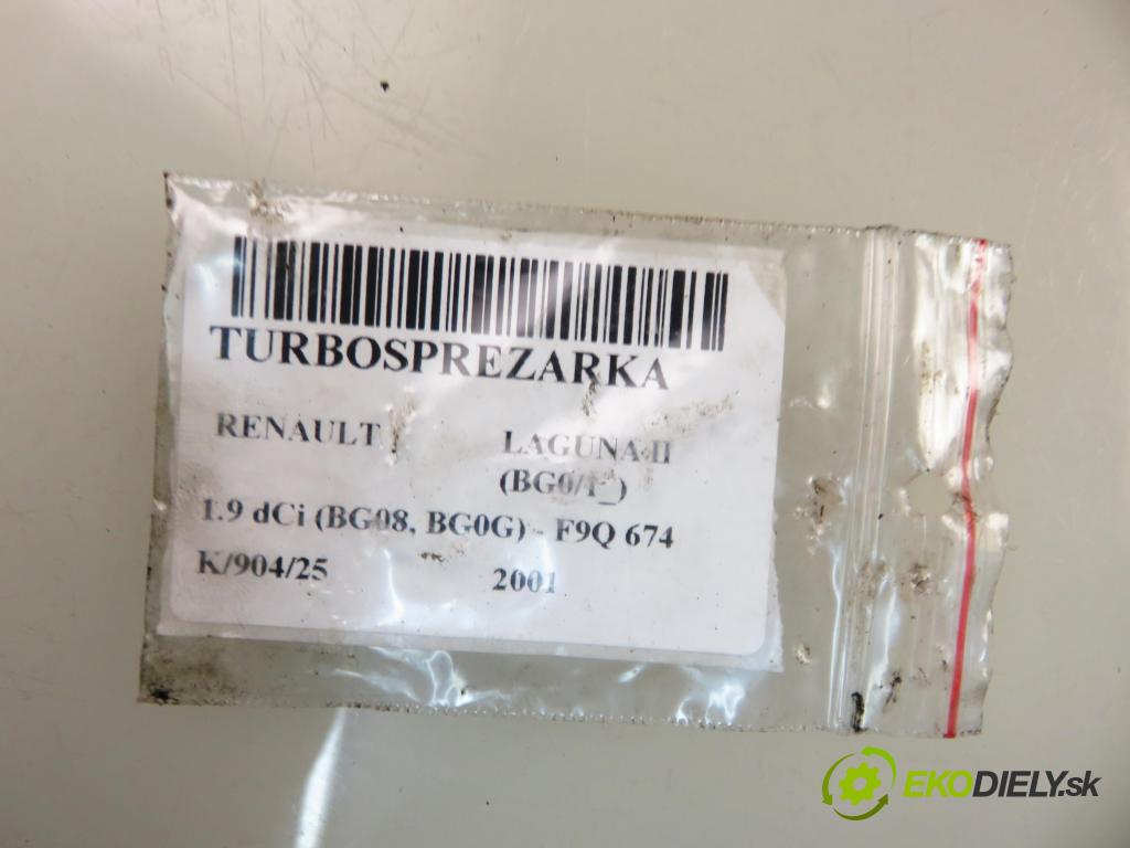RENAULT LAGUNA II (BG0/1_) LIFTBACK 2001 88,00 1.9 dCi (BG08, BG0G) - F9Q 674 1870,00 Turbodúchadlo 8200256077 (Turbodúchadlo (kompletné))