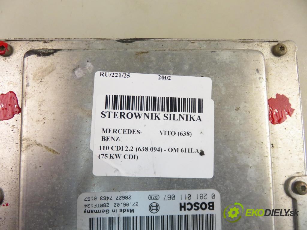 MERCEDES-BENZ VITO Skrzynia (638) FURGON 2002 90,00 112 CDI 2.2 (638.094) - OM 611.980 2151,00 Riadiaca jednotka Motor 6111530391 ; 0281011067