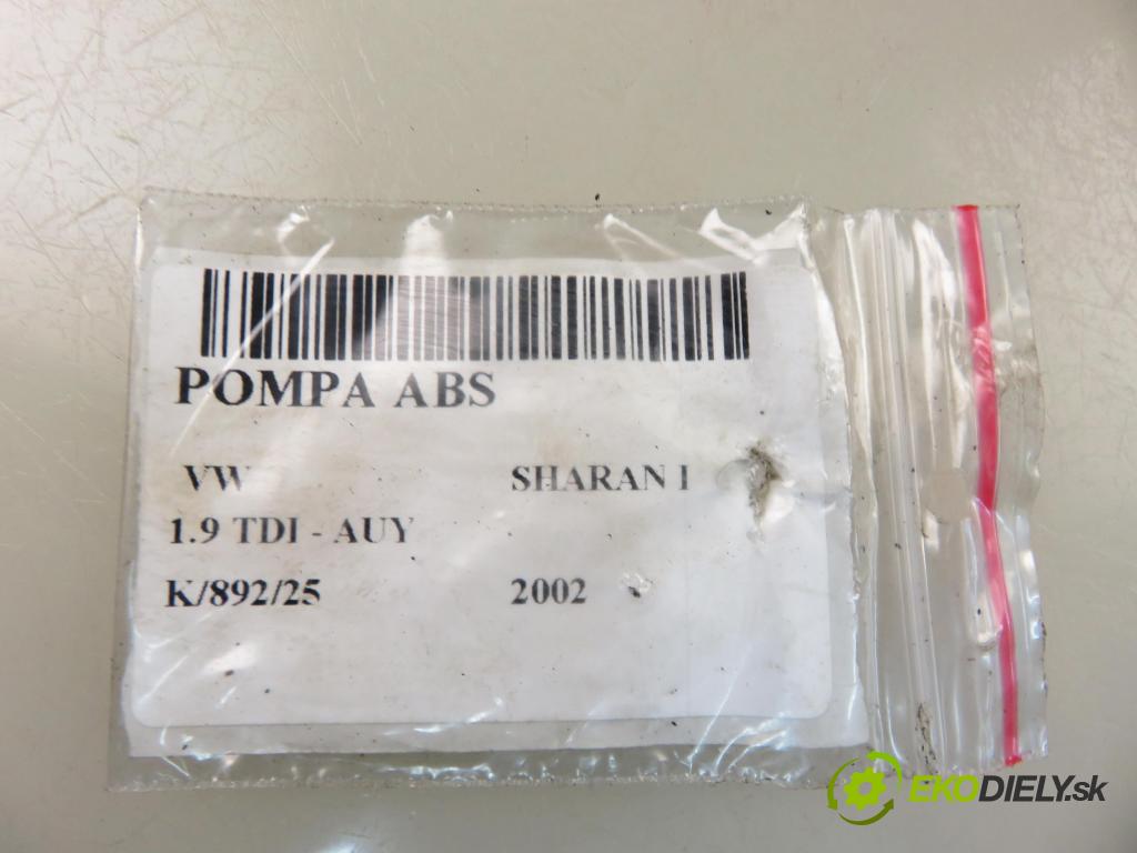 VW SHARAN (7M8, 7M9, 7M6) MINIVAN 2002 85,00 1.9 TDI PD 115 - AUY 1896,00 Pumpa ABS 7M3907379B ; 10094703093 (Pumpa ABS)