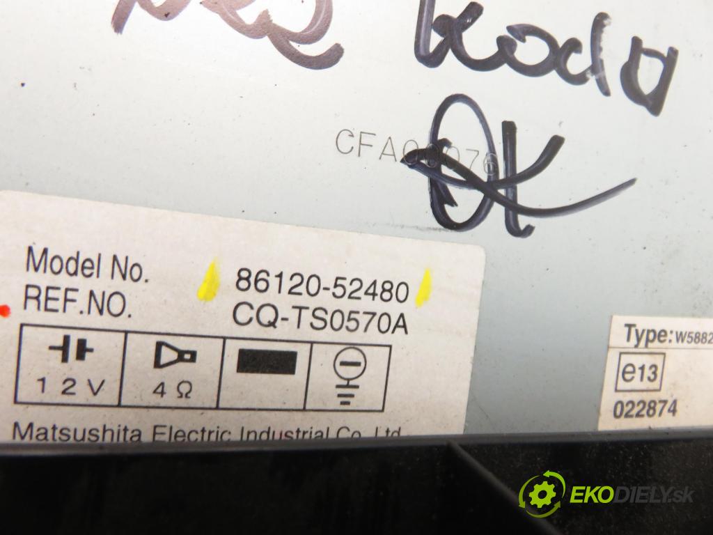 TOYOTA YARIS (_P9_) HB 2005 51,00 1.0 VVT-i (KSP90_) - 1KR-FE 998,00 RADIO CD 8612052480