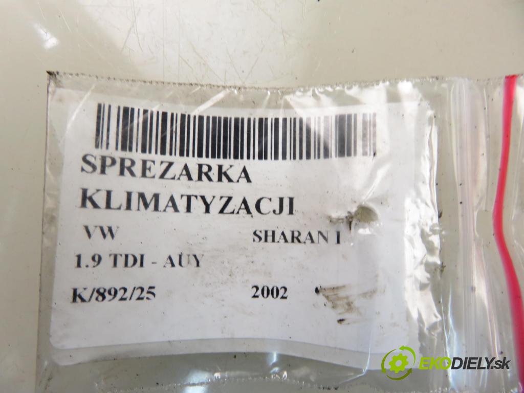 VW SHARAN (7M8, 7M9, 7M6) MINIVAN 2002 85,00 1.9 TDI PD 115 - AUY 1896,00 KOMPRESOR: klimatizácie 7M3820803A ; YM2H19D629BB (Kompresor klimatizácie)