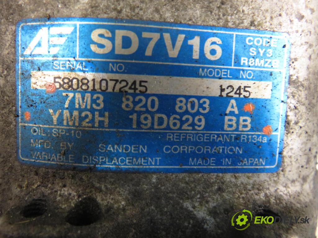 VW SHARAN (7M8, 7M9, 7M6) MINIVAN 2002 85,00 1.9 TDI PD 115 - AUY 1896,00 KOMPRESOR: klimatizácie 7M3820803A ; YM2H19D629BB (Kompresor klimatizácie)