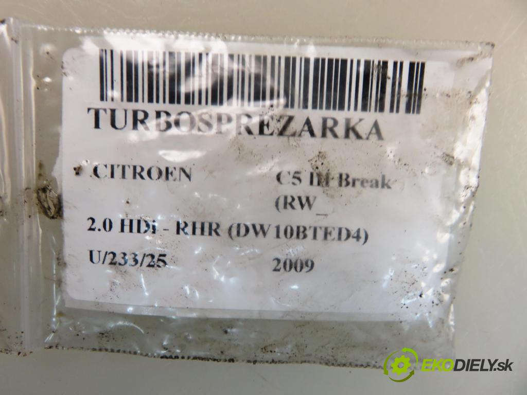 CITROEN C5 III Break (RW_) KOMBI 2009 100,00 2.0 HDi - RHR (DW10BTED4) 1997,00 Turbodúchadlo 9682778680 (Turbodúchadlo (kompletné))