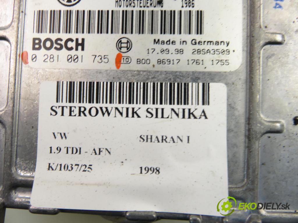 VW SHARAN (7M8, 7M9, 7M6) MINIVAN 1998 81,00 1.9 TDI 110 - AFN 1896,00 Riadiaca jednotka Motor 028906021GT ; 0281001735