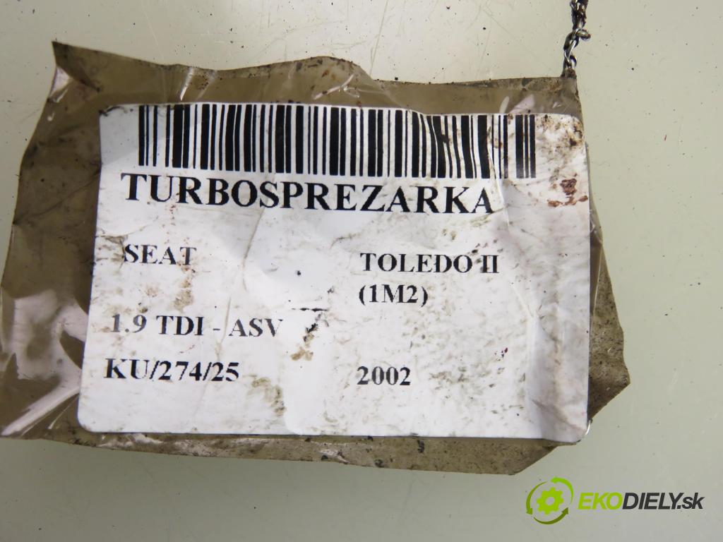 SEAT TOLEDO II (1M2) SEDAN 2002 81,00 1.9 TDI - ASV 1896,00 Turbodúchadlo 038253019A (Turbodúchadlo (kompletné))