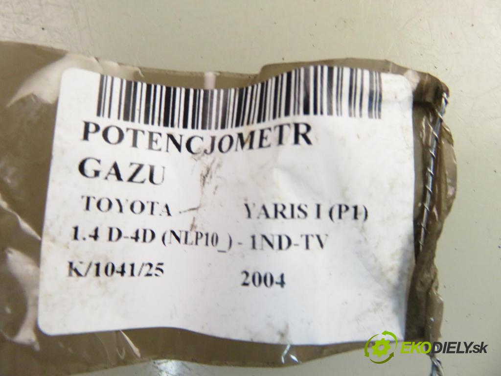 TOYOTA YARIS (_P1_) HB 2004 55,00 1.4 D-4D (NLP10_) - 1ND-TV 1364,00 Potenciometer plynu 6PV00871600 ; 780100D010 (Potenciometer plynového pedálu)