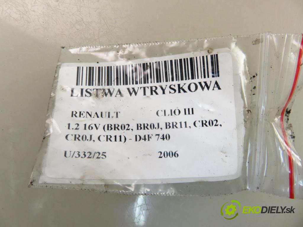 RENAULT CLIO III (BR0/1, CR0/1) HB 2006 55,00 1.2 16V 75 - D4F 740 1149,00 Lišta vstrekovacia 8200286064 ; 8200292590 ; H82292589 (Vstrekovacia lišta)