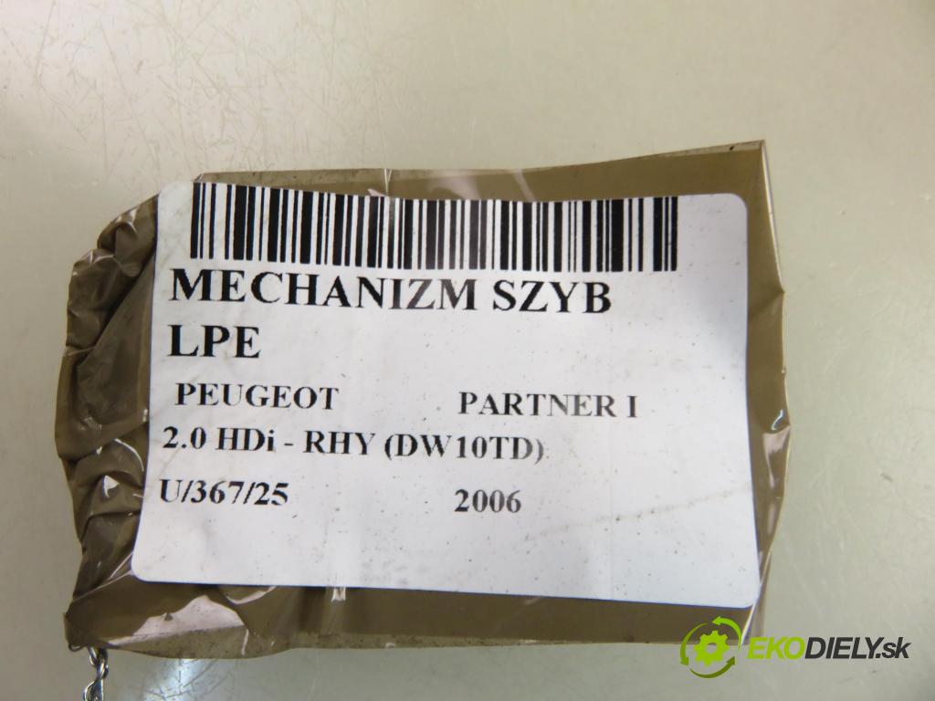 PEUGEOT PARTNER Skrzynia (5_, G_) FURGON 2006 66,00 2.0 HDi - RHY (DW10TD) 1997,00 mechanismus oken 0130821763