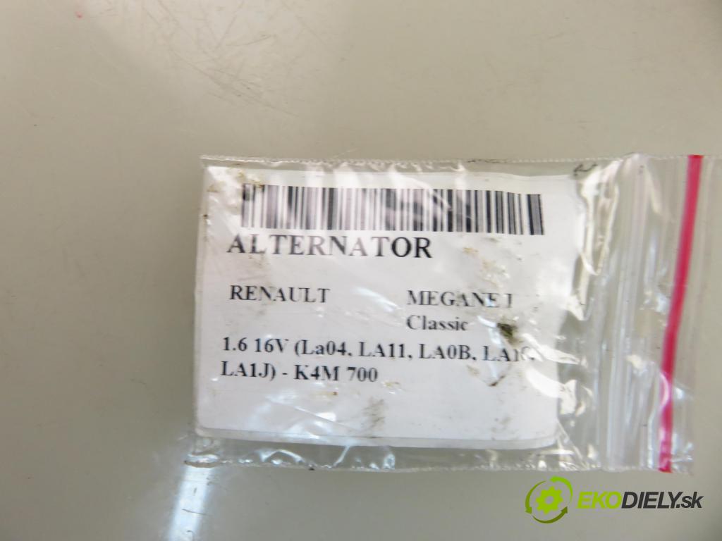 RENAULT MEGANE I Classic (LA0/1_) SEDAN 2002 79,00 1.6 16V (La04, LA11, LA0B, LA1C, LA1J) - K4M 700 1598,00 Alternátor 0124325031 ; 7700434899 (Alternátor)