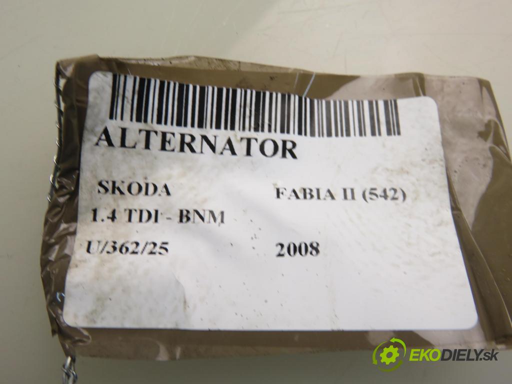 SKODA FABIA II (542) HB 2008 51,00 1.4 TDI - BNM 1422,00 Alternátor 045903023A ; 0124515022 (Alternátor)