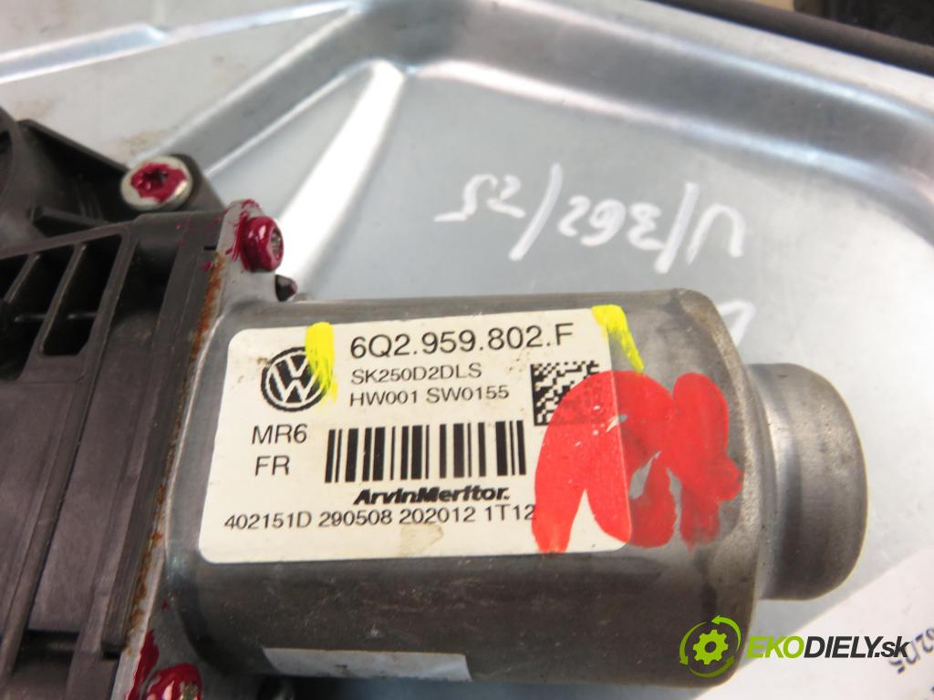 SKODA FABIA II (542) HB 2008 51,00 1.4 TDI - BNM 1422,00 mechanismus oken 6Q2959802F