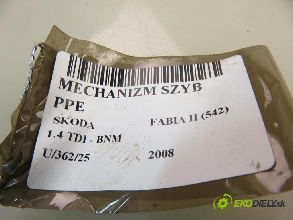 SKODA FABIA II (542) HB 2008 51,00 1.4 TDI - BNM 1422,00 mechanismus oken PPE 6Q2959801E