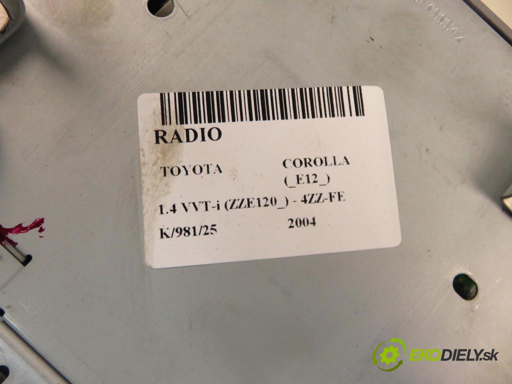 TOYOTA COROLLA (_E12_) HB 2004 71,00 1.4 VVT-i 97 (ZZE120) - 4ZZ-FE 1398,00 RADIO CD 8612002260