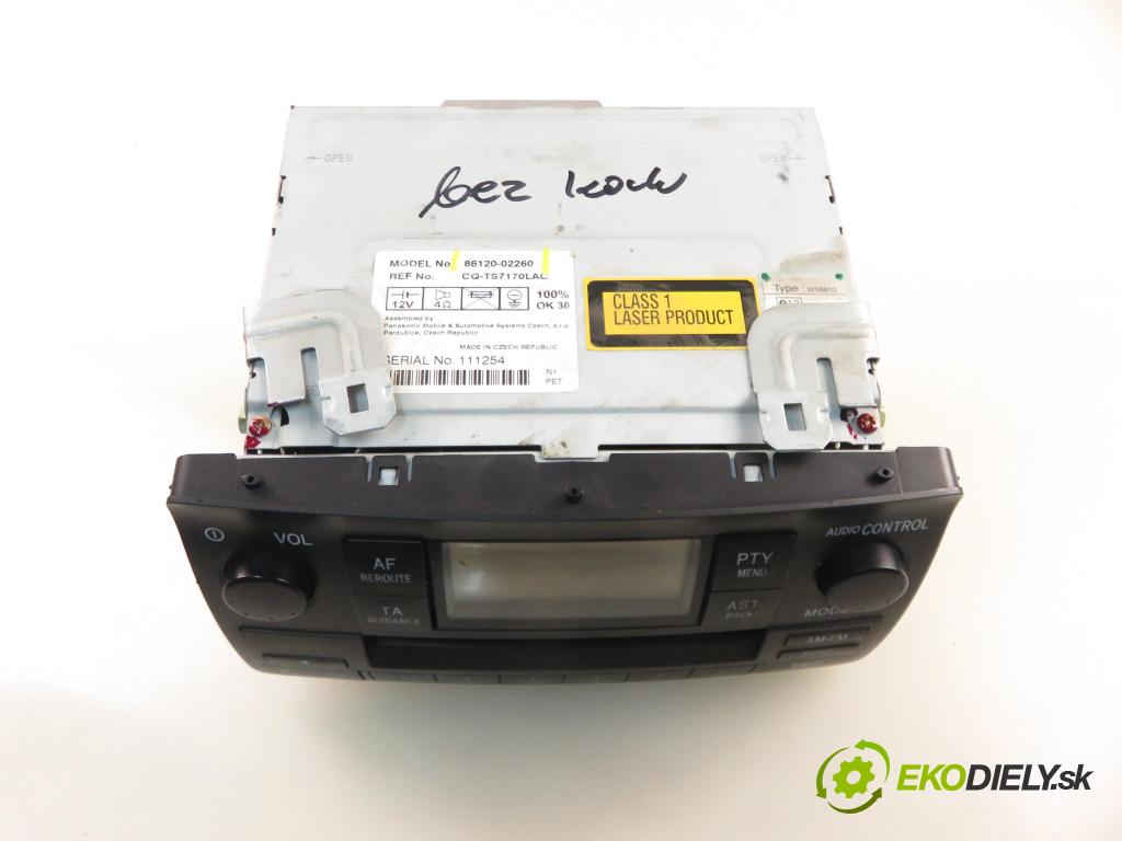 TOYOTA COROLLA (_E12_) HB 2004 71,00 1.4 VVT-i 97 (ZZE120) - 4ZZ-FE 1398,00 RADIO CD 8612002260
