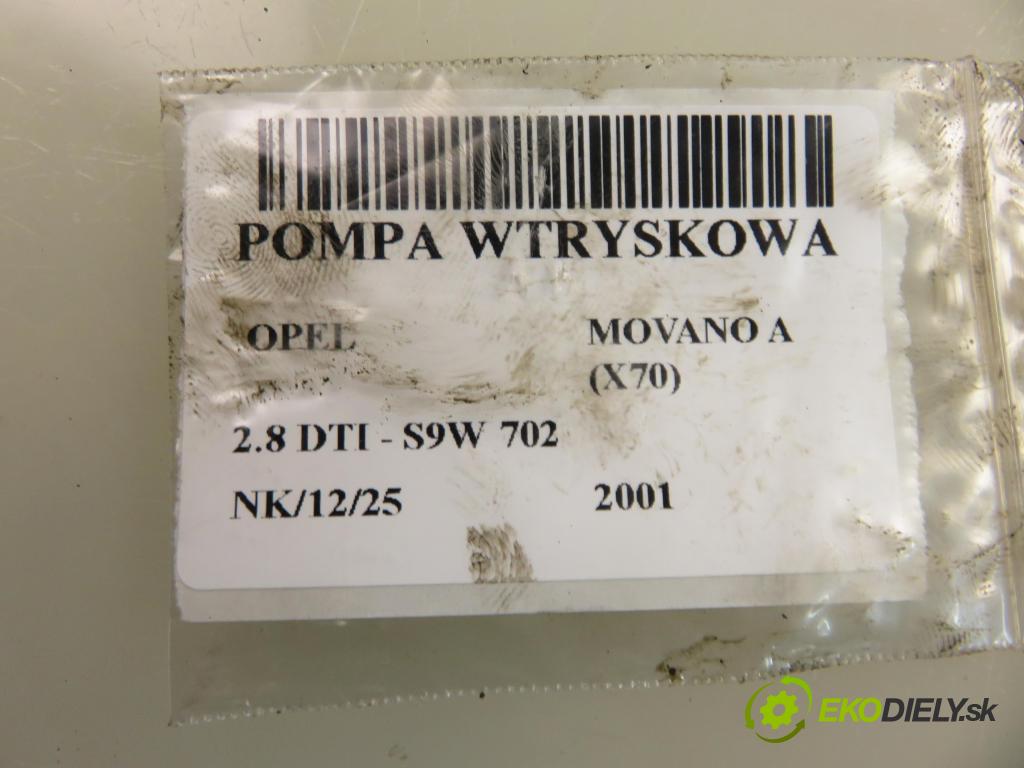 OPEL MOVANO Platforma / podwoyie (X70) KABINA/PLATFORMA 2001 84,00 2.8 DTI 114 SOFIM - S9W 702 2799,00 pumpa vstřikovací 0460424147 (Vstřikovací čerpadlo)