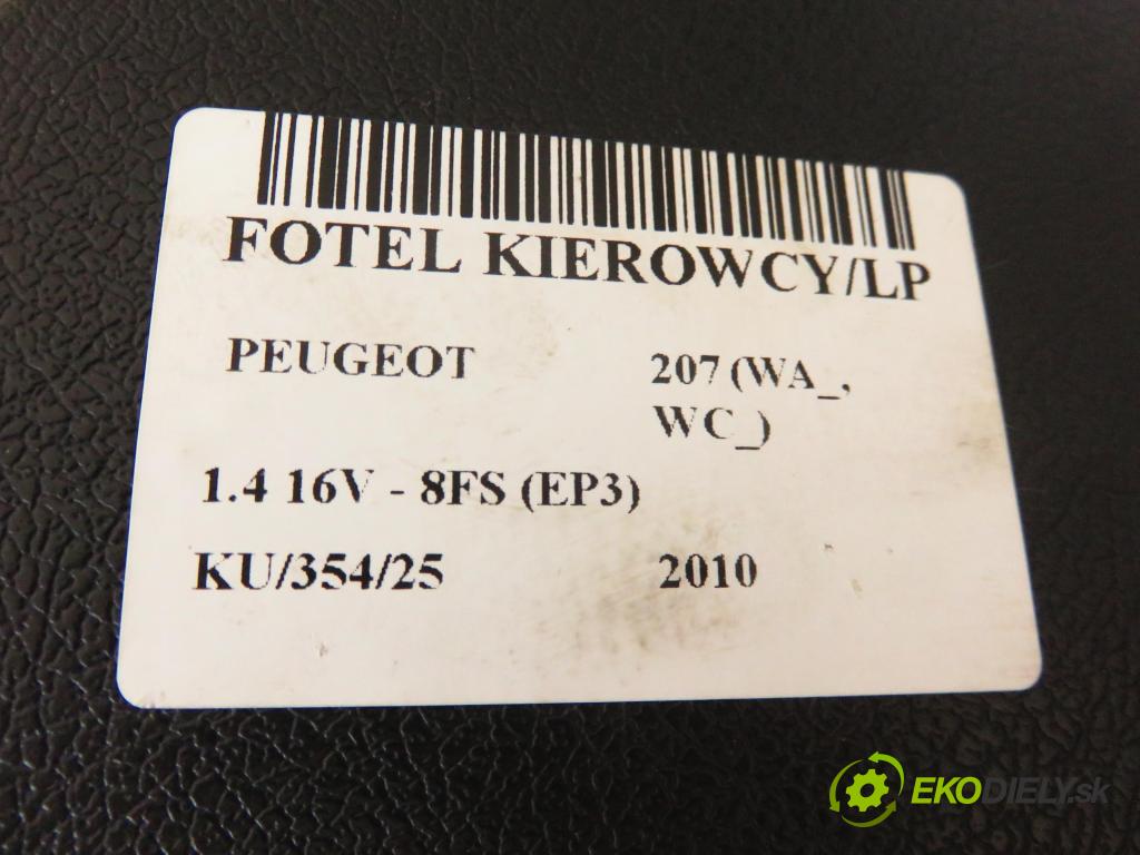 PEUGEOT 207 (WA_, WC_) HB 2010 70,00 1.4 16v VTI 95 - 8FS 1397,00 Sedadlo šoféri