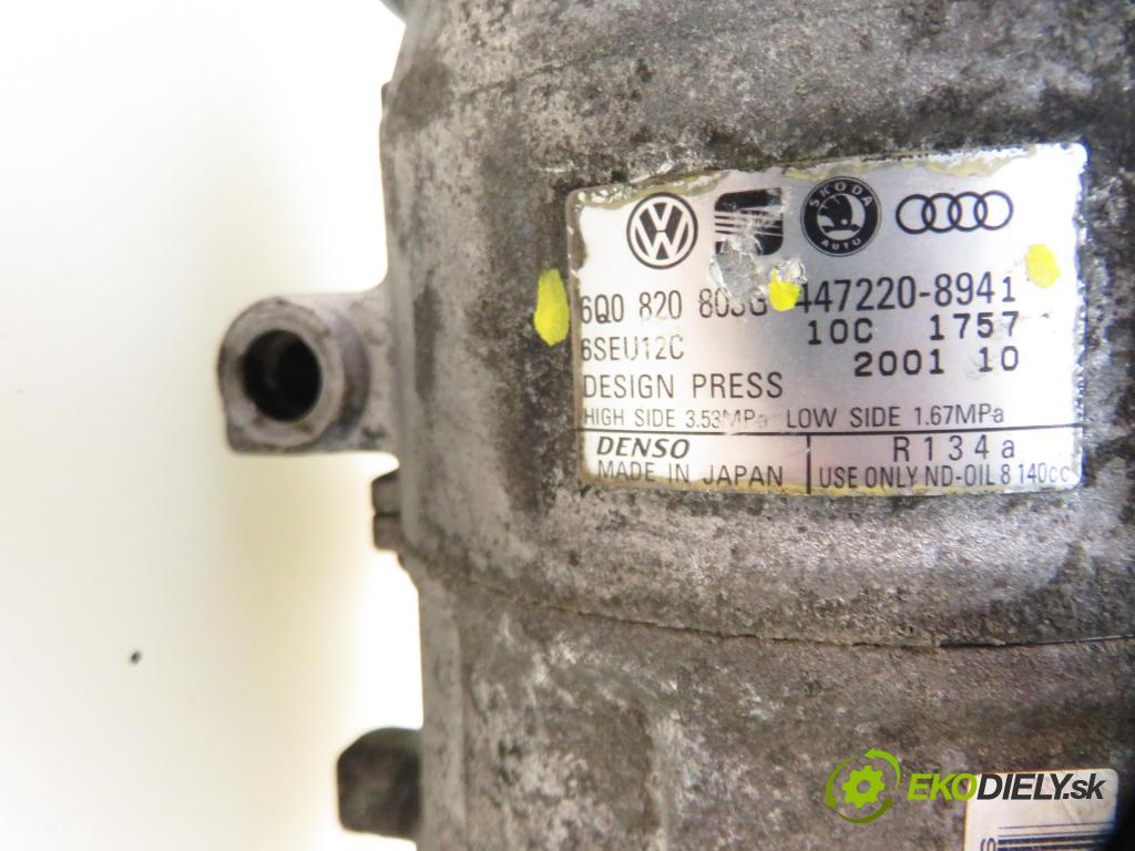 VW POLO (9N_) HB 2003 47,00 1.2 12V 64 - AZQ 1198,00 KOMPRESOR: klimatizace 6Q0820803G ; 4472208941 (Kompresor klimatizace)
