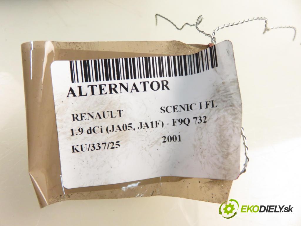 RENAULT SCENIC I (JA0/1_) MINIVAN 2001 75,00 1.9 dCi 102 - F9Q 732 1870,00 Alternátor 8200054588 ; SG10B019 (Alternátor)