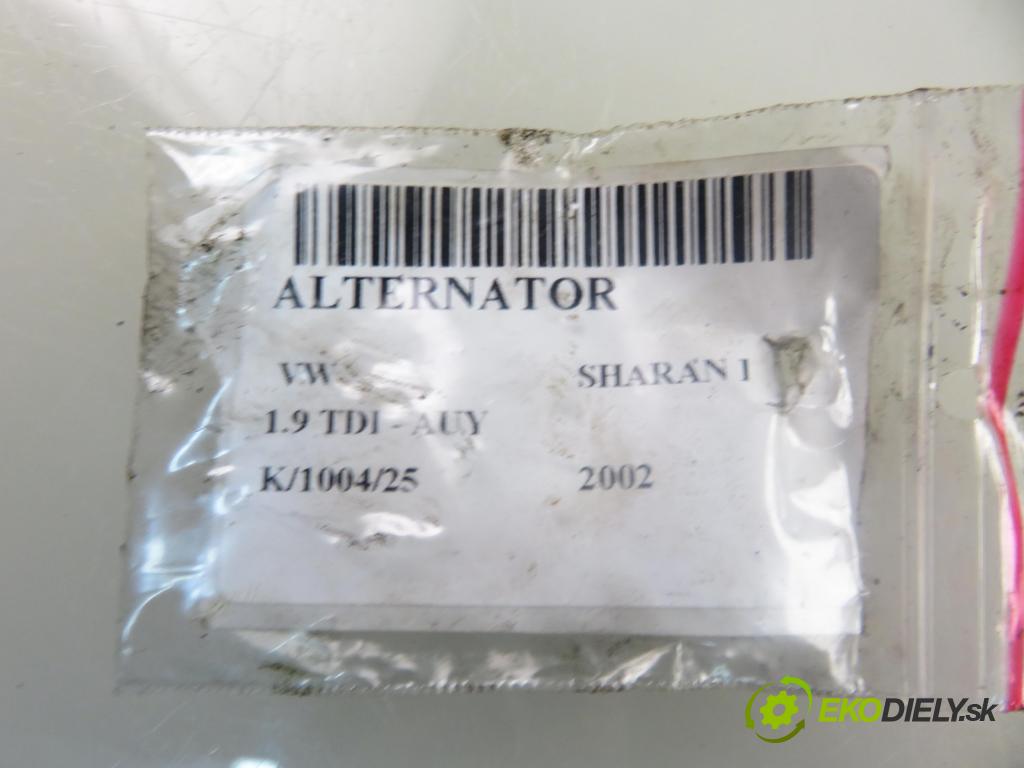VW SHARAN (7M8, 7M9, 7M6) MINIVAN 2002 85,00 1.9 TDI PD 115 4motion - AUY 1896,00 Alternátor 038903023L (Alternátor)