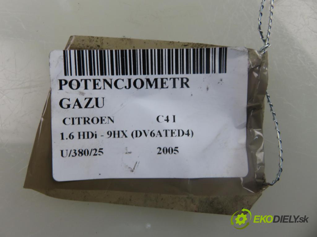 CITROEN C4 I (LC_) HB 2005 66,00 1.6 HDi - 9HX (DV6ATED4) 1560,00 Potenciometer plynu 0280755001 ; 9650889180 (Potenciometer plynového pedálu)