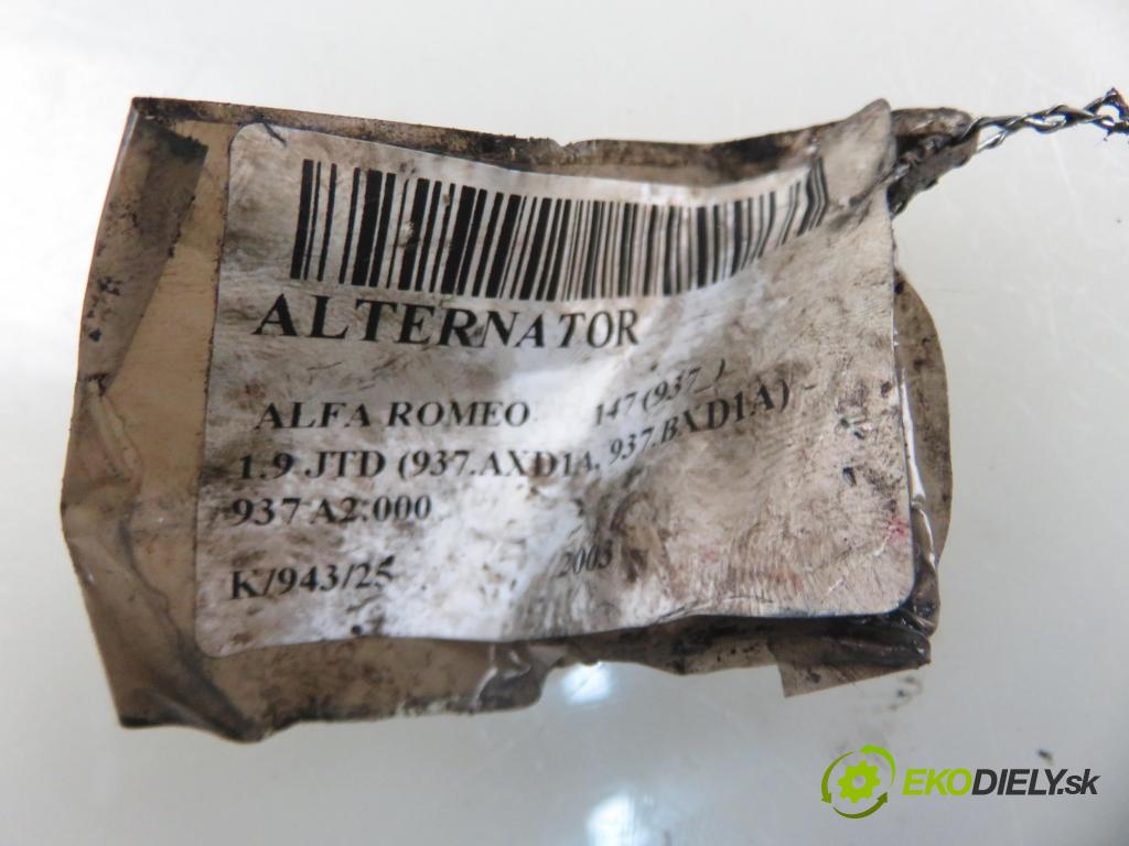 ALFA ROMEO 147 (937_) HB 2003 85,00 1.9 JTD 8V - 937 A2.000 1910,00 Alternátor 46782213 (Alternátor)