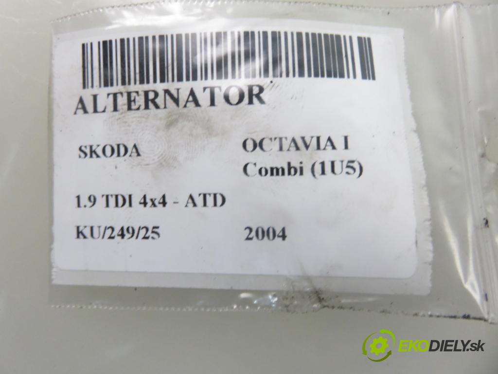 SKODA OCTAVIA I Combi (1U5) KOMBI 2004 74,00 1.9 TDI 4x4 - ATD 1896,00 Alternátor 038903023S (Alternátor)