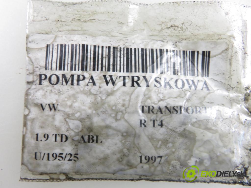 VW TRANSPORTER IV Skrzynia (70XA) FURGON 1997 50,00 1.9 TD 68 - ABL 1896,00 pumpa vstřikovací 028130115L ; 0460494417 (Vstřikovací čerpadlo)