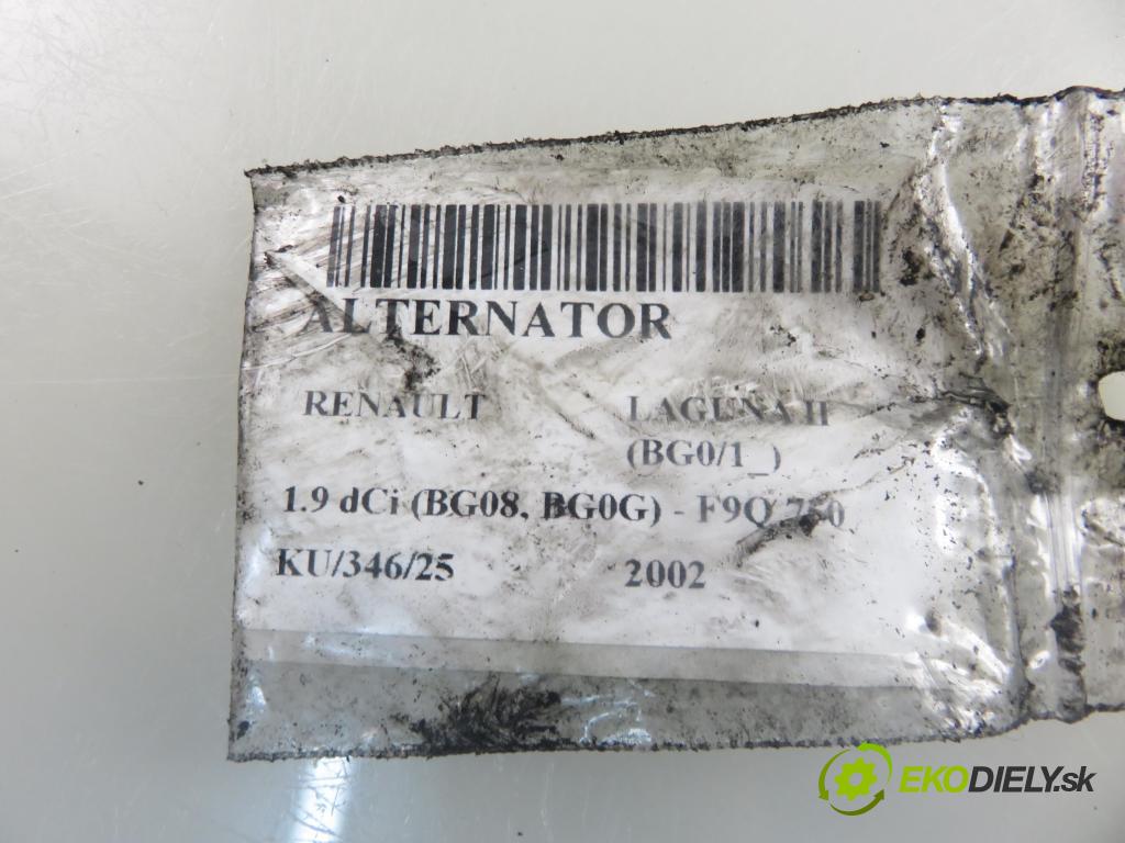 RENAULT LAGUNA II (BG0/1_) LIFTBACK 2002 88,00 1.9 dCi 120 - F9Q 750 1870,00 Alternátor 8200162474 (Alternátor)