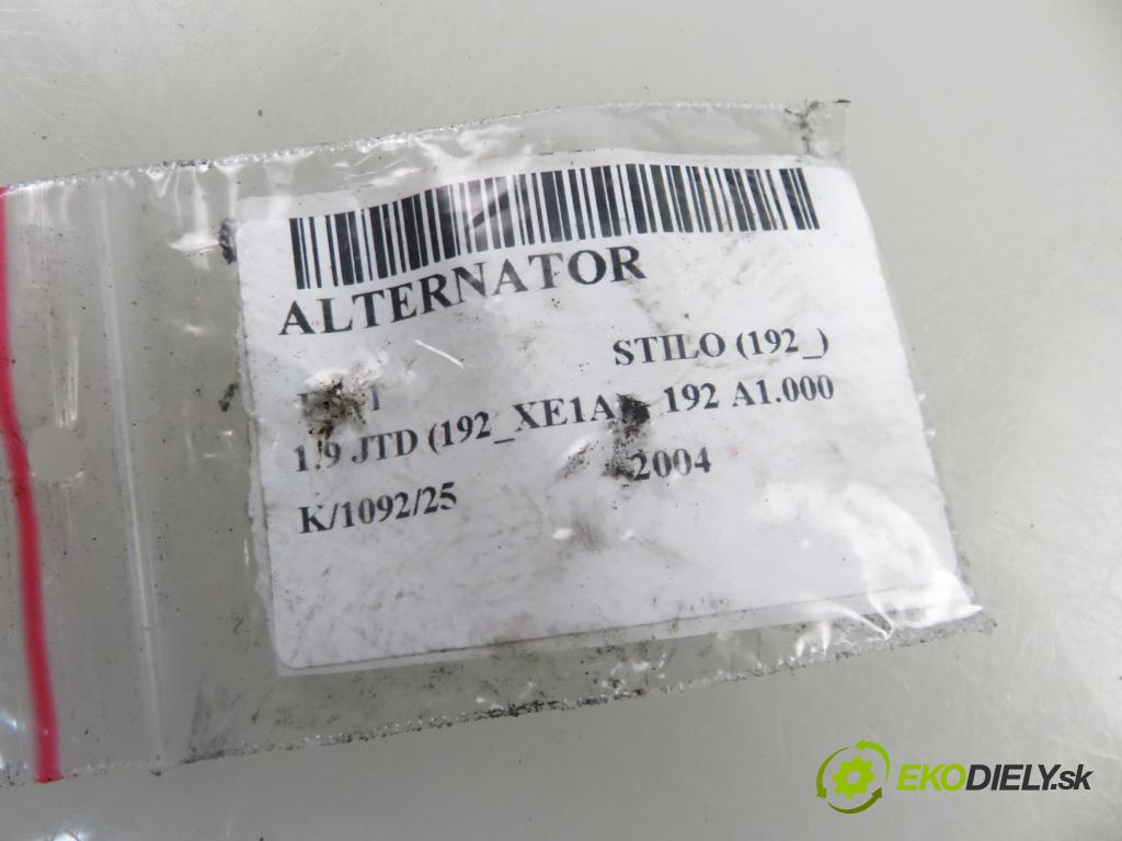 FIAT STILO (192_) HB 2004 85,00 1.9 JTD 115 - 192 A1.000 1910,00 Alternátor  (Alternátor)