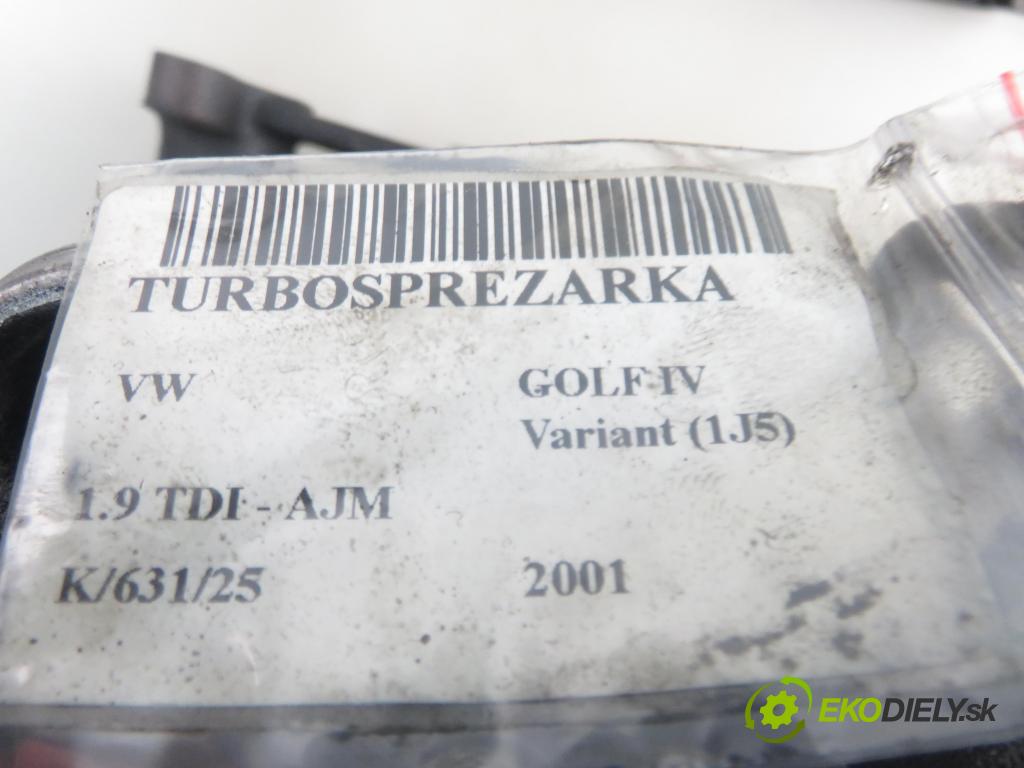 VW GOLF IV Variant (1J5) KOMBI 2001 85,00 1.9 TDI PD 115 - AJM 1896,00 RYCHLONABÍJEČKA: 038253019C (Kompletní turbodmychadlo)