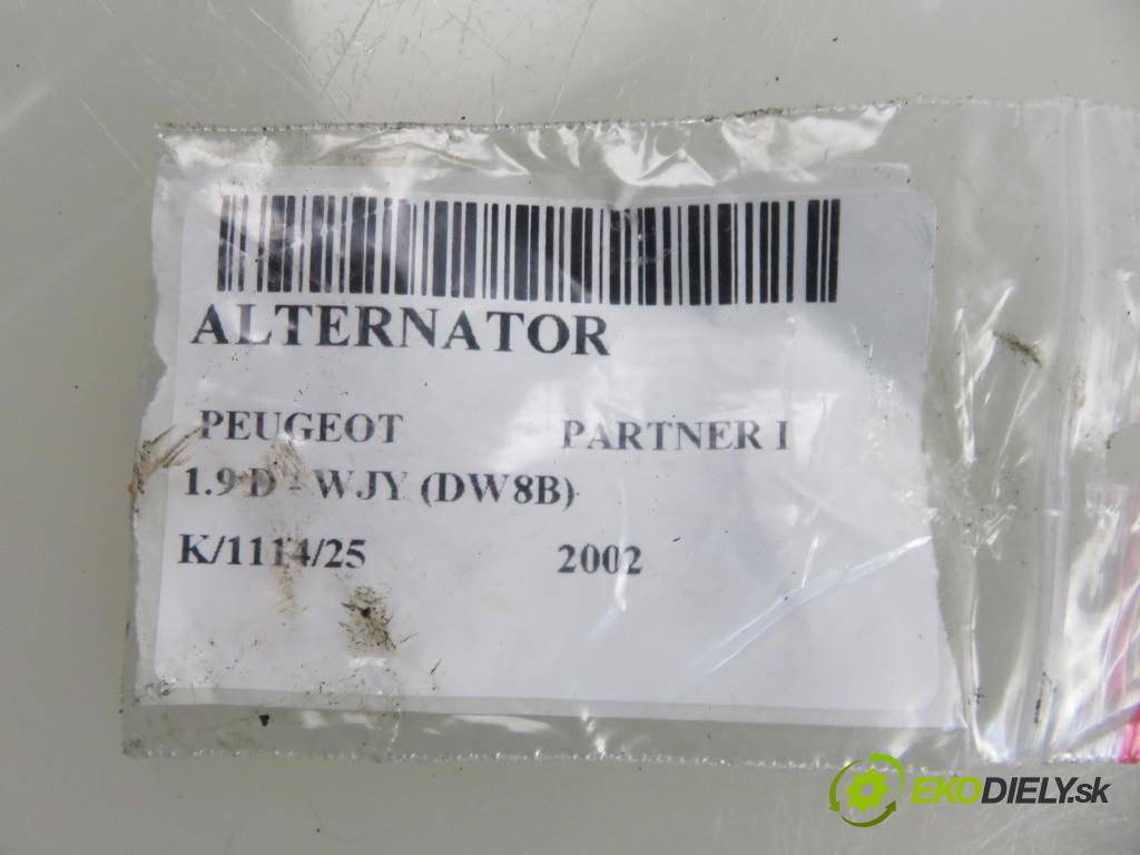 PEUGEOT PARTNER Skrzynia (5_, G_) FURGON 2002 51,00 1.9 D - WJY (DW8B) 1868,00 Alternátor 9642880480 (Alternátor)