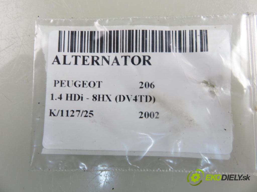 PEUGEOT 206 liftback (2A/C) HB 2002 51,00 1.4 HDi - 8HX (DV4TD) 1398,00 Alternátor 1042103240 ; 9640623580 (Alternátor)