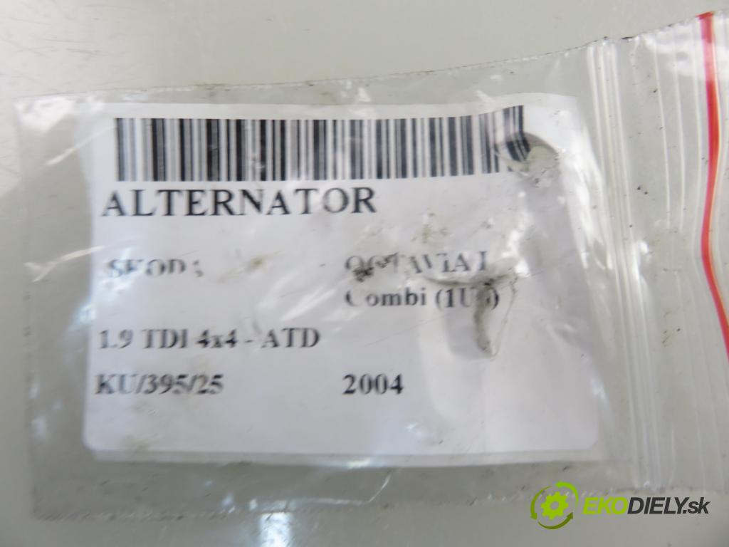 SKODA OCTAVIA I Combi (1U5) KOMBI 2004 74,00 1.9 TDI 4x4 - ATD 1896,00 Alternátor 038903024F ; 0124515121 (Alternátor)